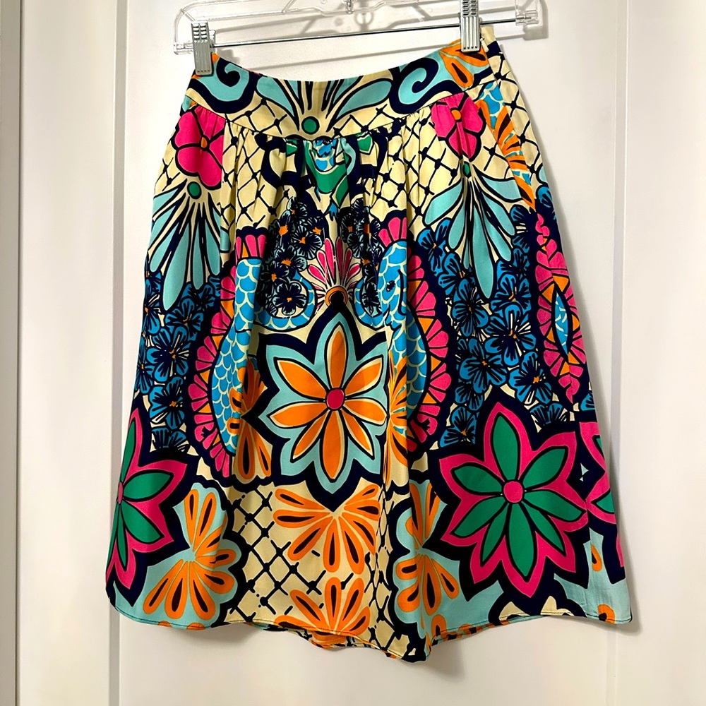 Lilly Pulitzer Silk Antego Multicolor A-Line Skirt